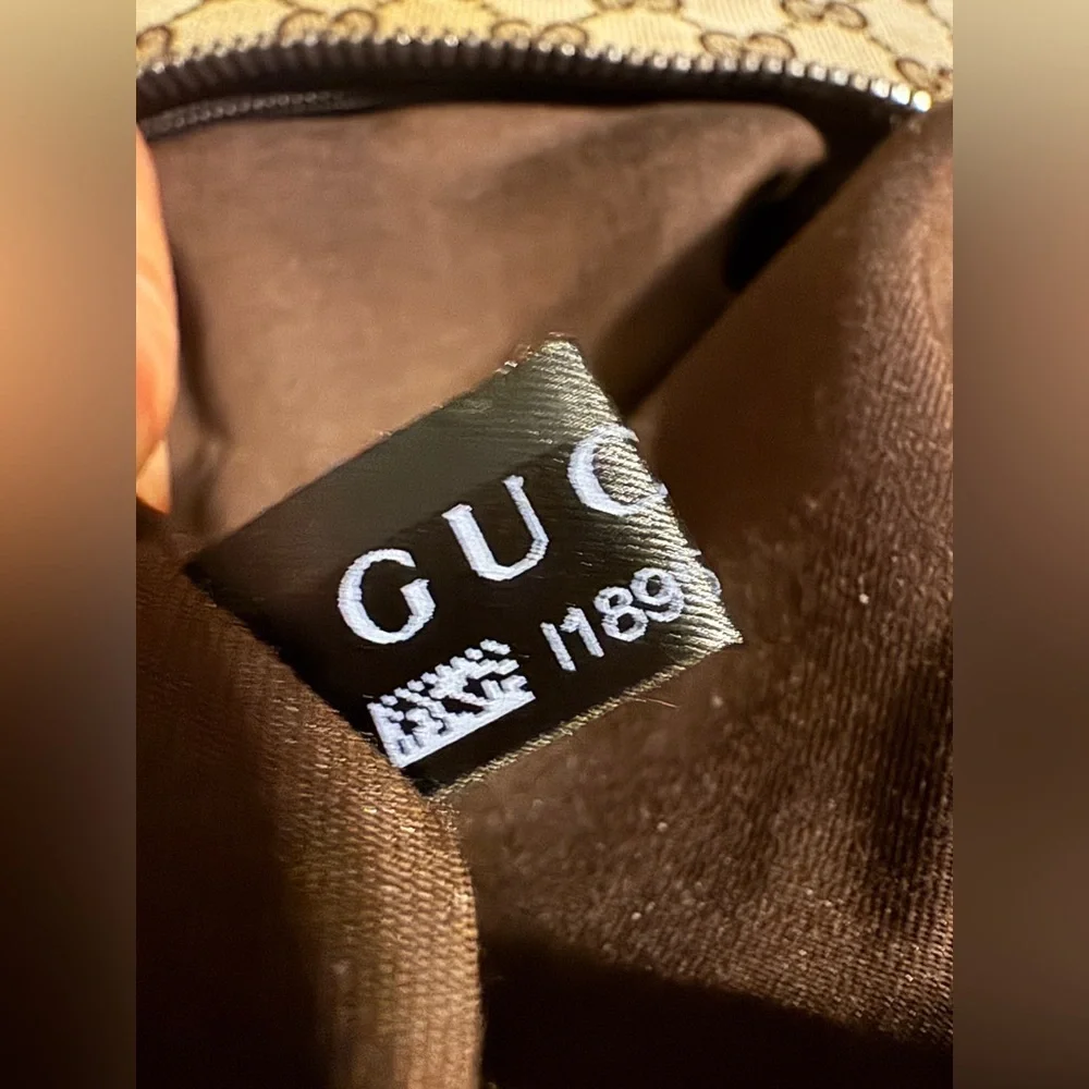 Gucci GG Supreme Cambas Web Monogram Beige and Green Backpack